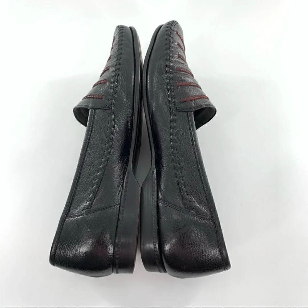 Lorenzo Banfi mens loafers size 9 black Italian leather vintage 80s 90s